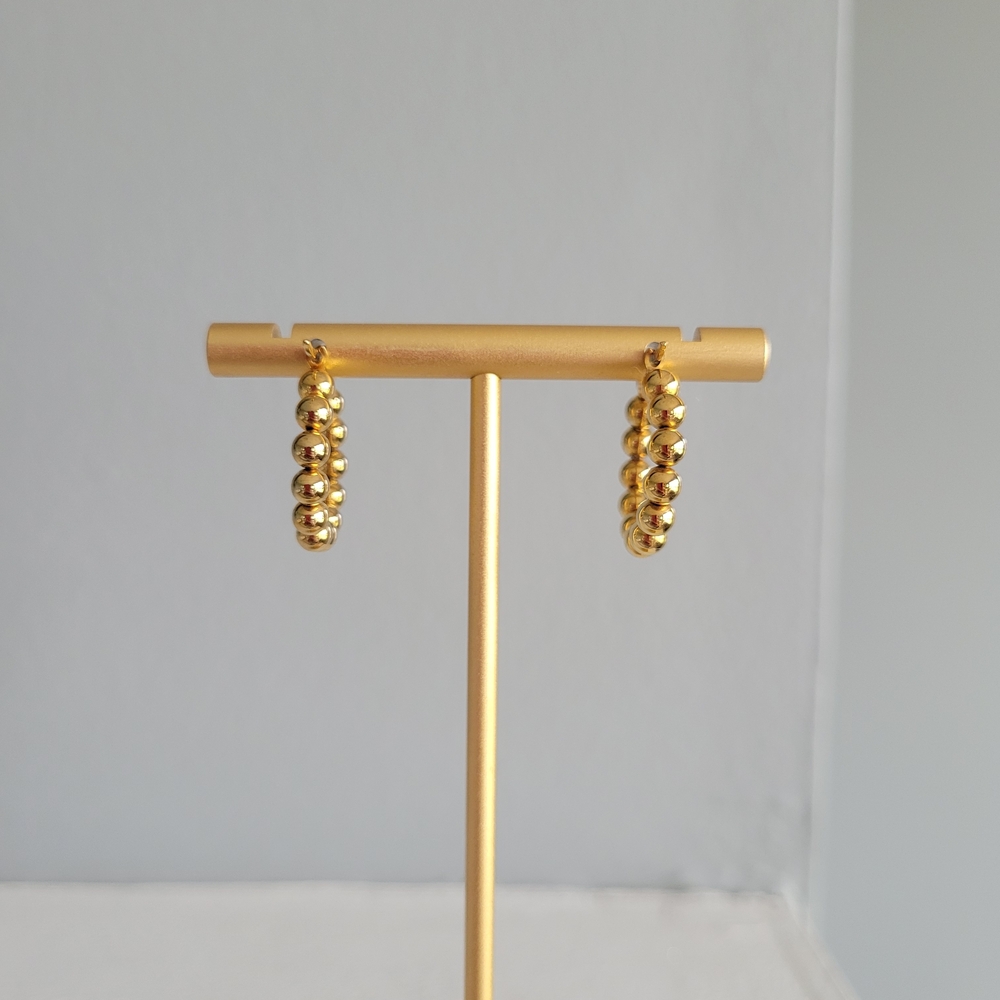 NA NIN Classic Gold Plated Ball Non-Tarnish Hoop Earrings - Picture 6 of 8